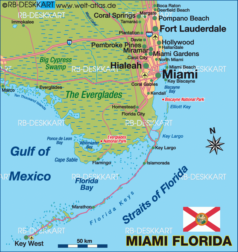 Map Of Miami Region Region In United States Of America USA Florida 