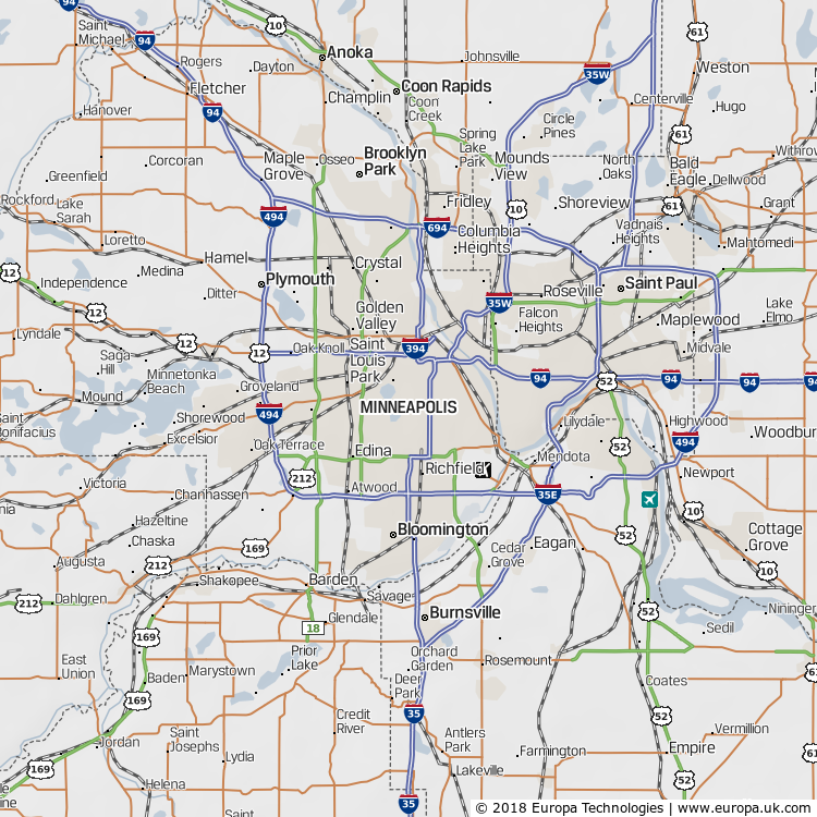 Map Of Minneapolis United States Global 1000 Atlas