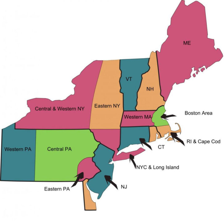 Map Of USA Northeast Region