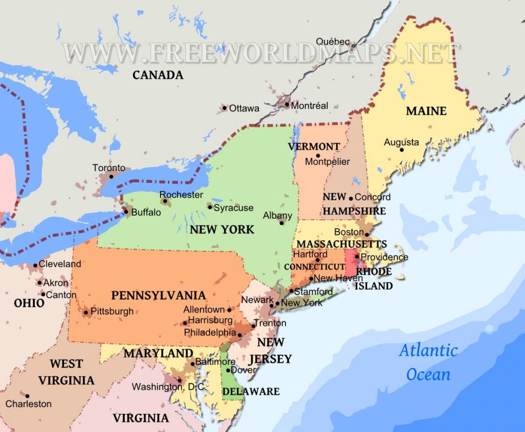 Map Of Northeast Region Us Usa With Refrence States Printable Usa2 