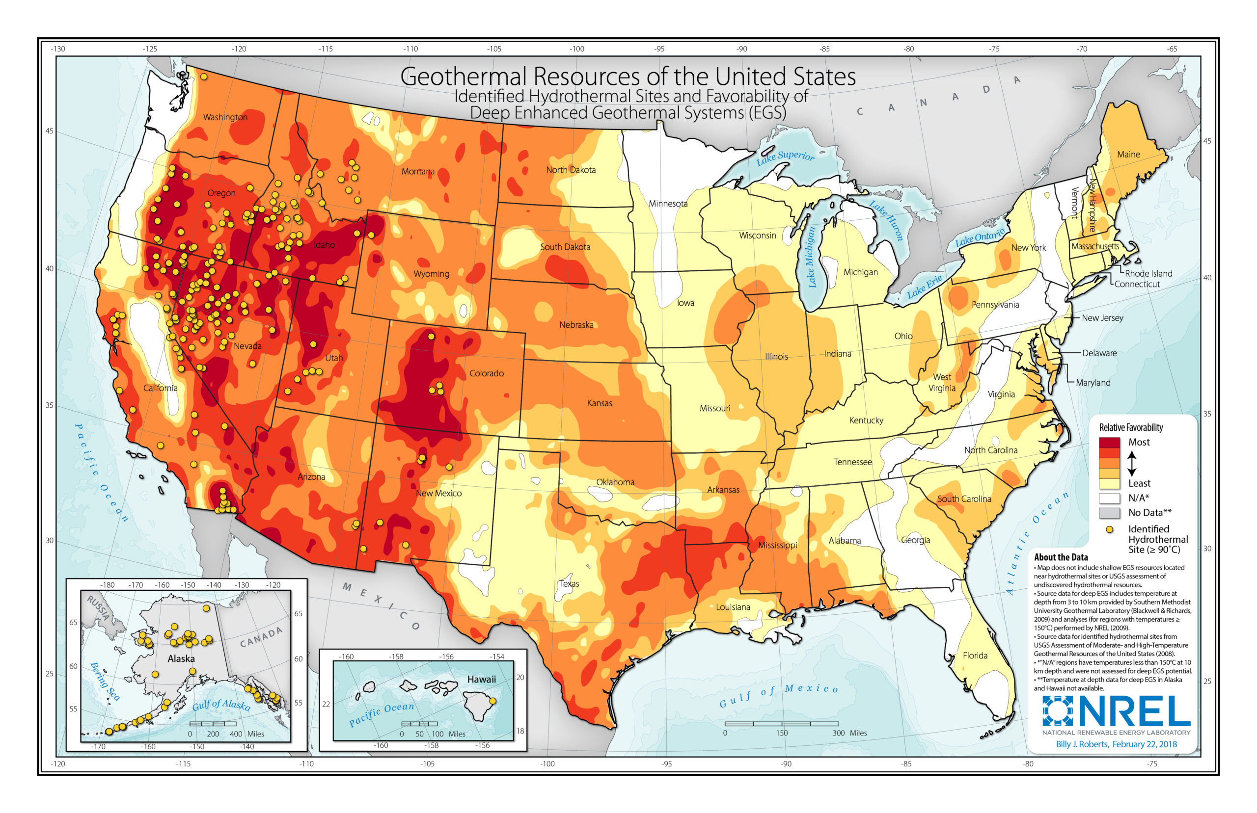 Map Of Potential Geothermal Resources Across The United States 