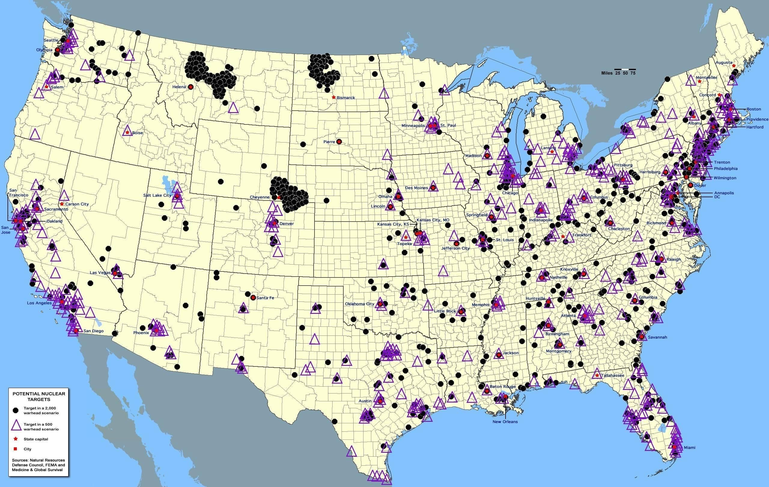 Map Of Potential US Nuclear Targets Survival Life Survival Skills 