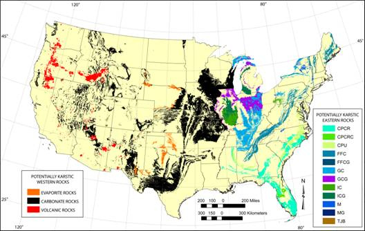 Map Of Sinkholes In Usa