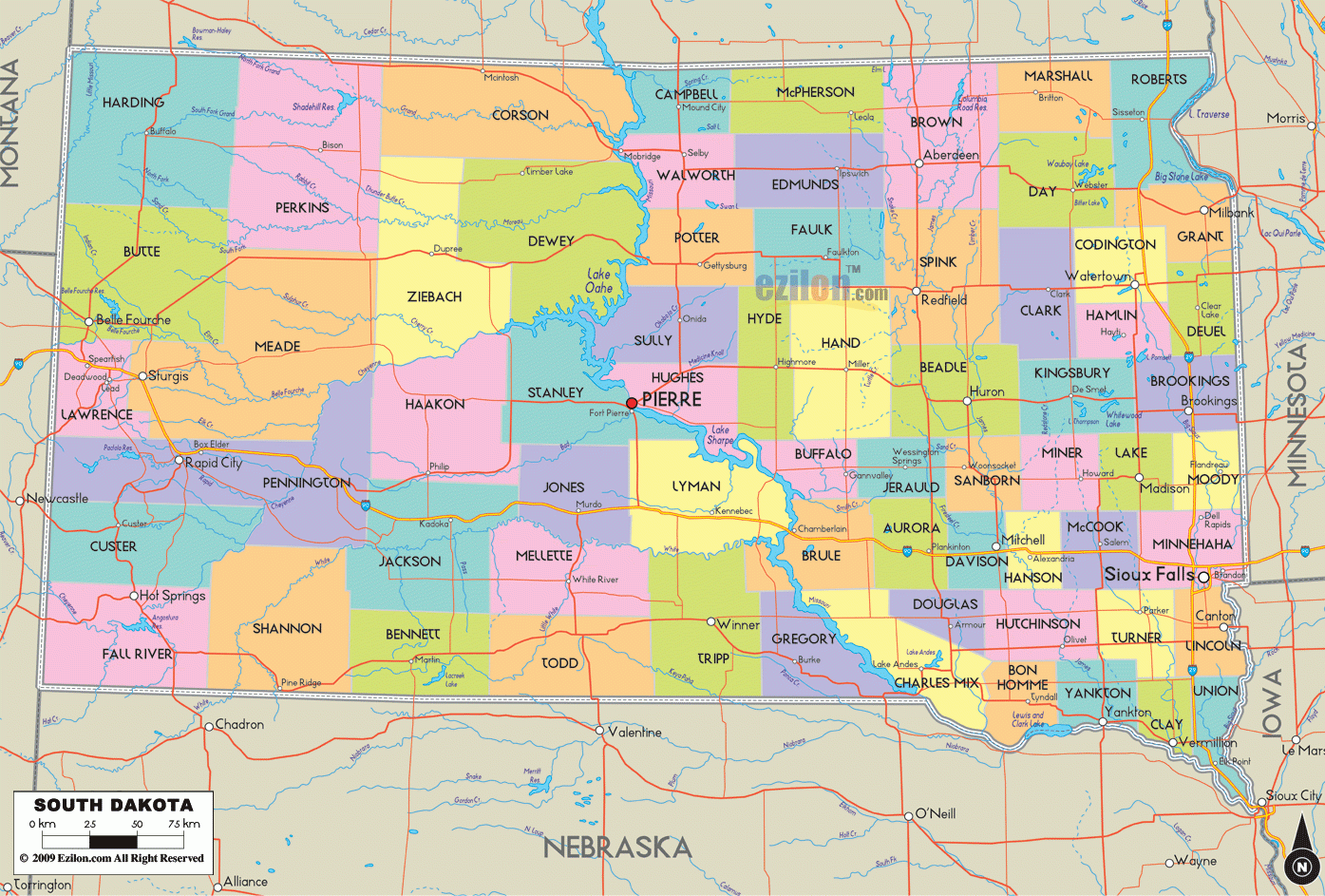 Map Of South Dakota TravelsFinders Com