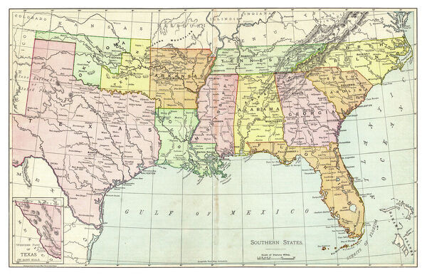 Map Of Southern USA States