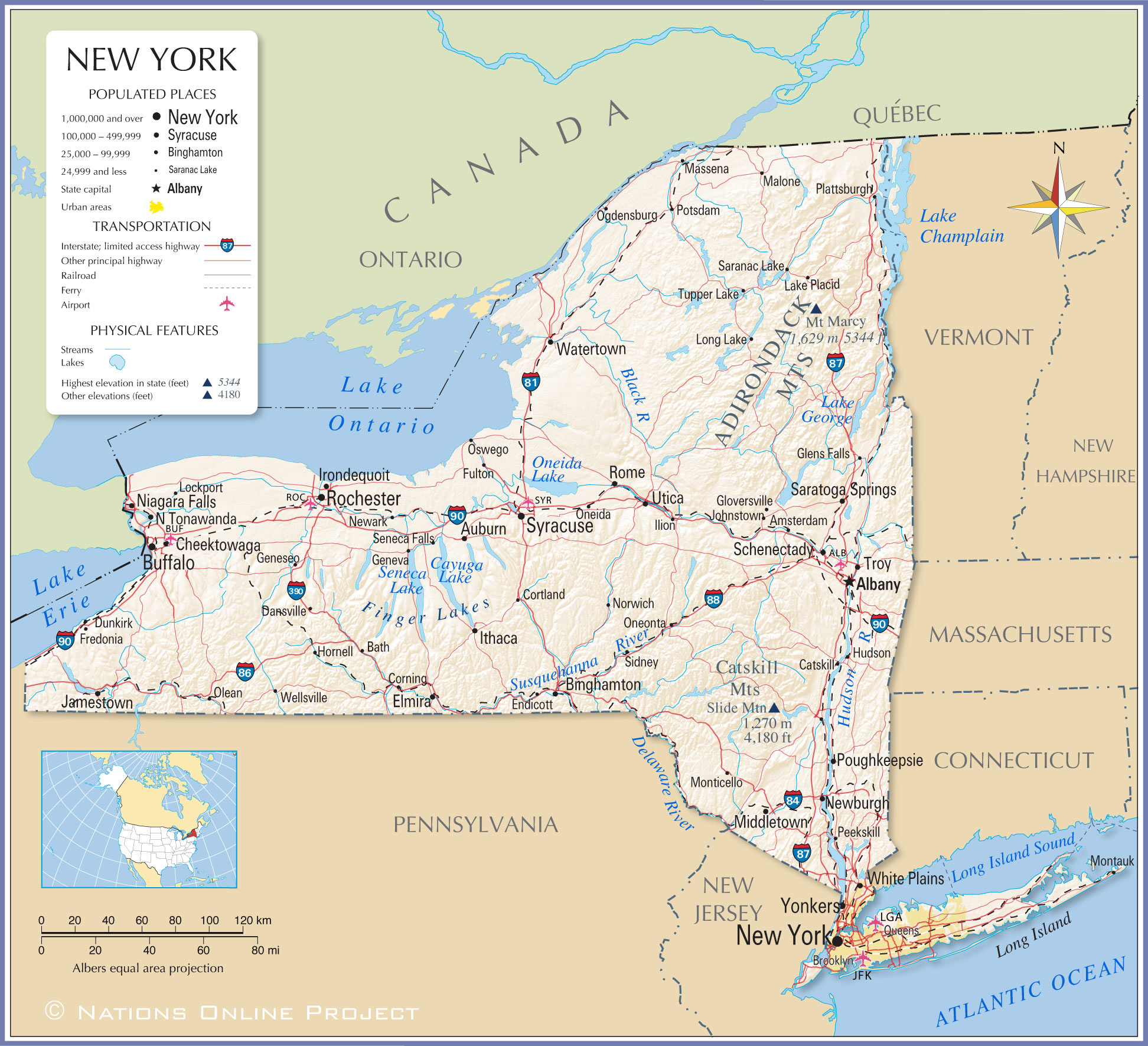 Map Of The U S State Of New York All Things Here
