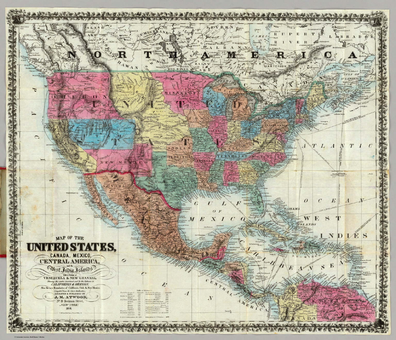 Map Of The United States Canada Mexico Central America And The West 