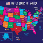 Map Of The United States Of America And Capitals Poster 17 X 22
