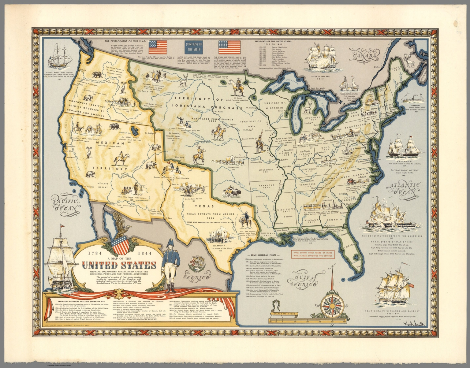 Map Of The United States Showing Boundaries 1784 1844 David Rumsey 