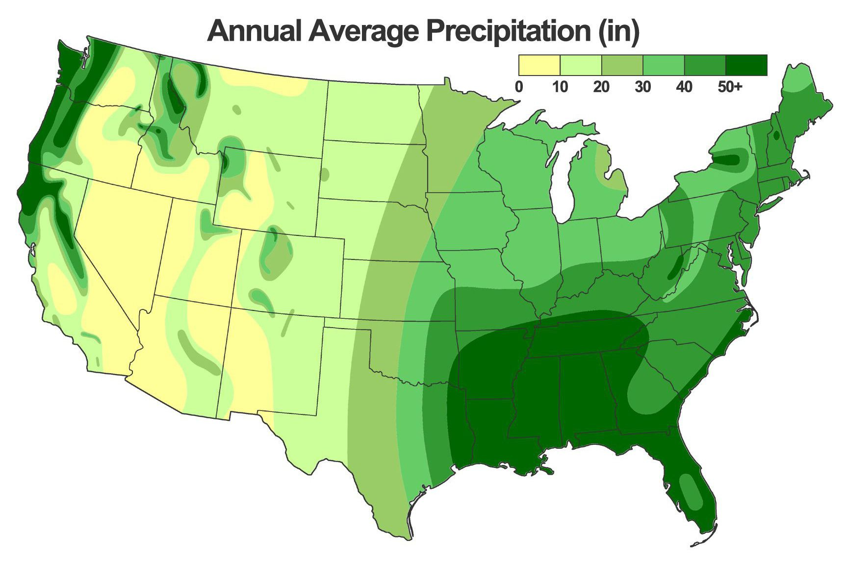 Map Of The Wettest Places In The USA