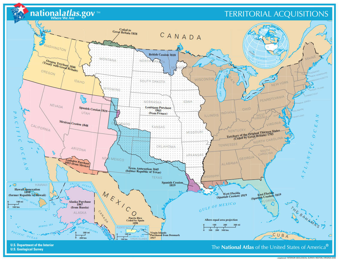 Map Of U S Territorial Acquisitions Since 1783 Student Handouts