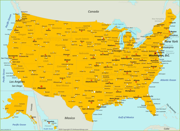 States Map Of USA With Cities
