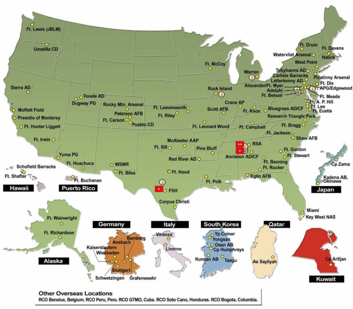Military Base Map USA