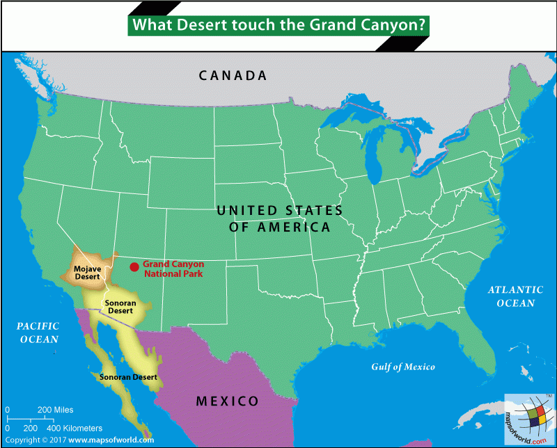 Map Of USA Highlighting Grand Canyon National Park Sonoran Desert nd 