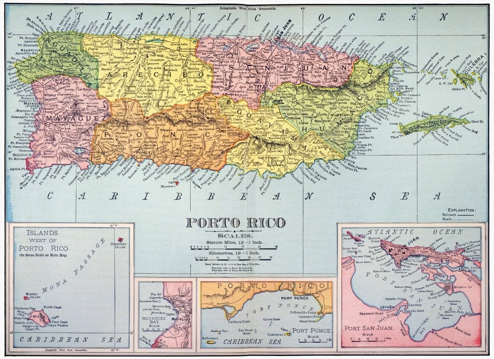 Map Puerto Rico 1900 Nmap Of Puerto Rico Printed In The United States 