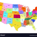 Map Usa With States And Their Capitals Royalty Free Vector