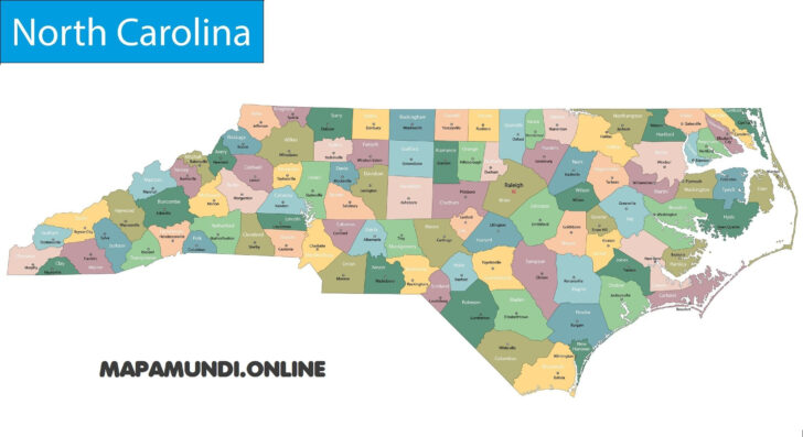 Mapa Carolina Del Norte USA