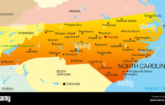 Mapa De Color Vectorial Del Estado De Carolina Del Norte Ee Uu