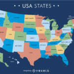 Mapa De Estados Unidos Con Estados Descargar Vector