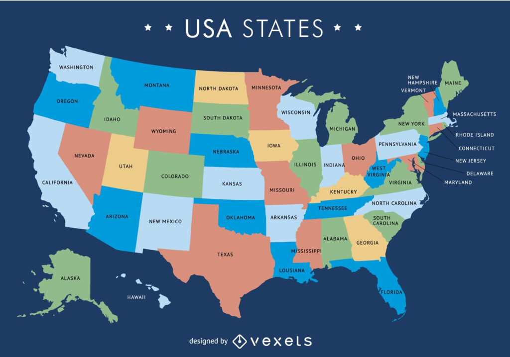 Mapa De Estados Unidos Con Estados Descargar Vector | Printable Map Of USA