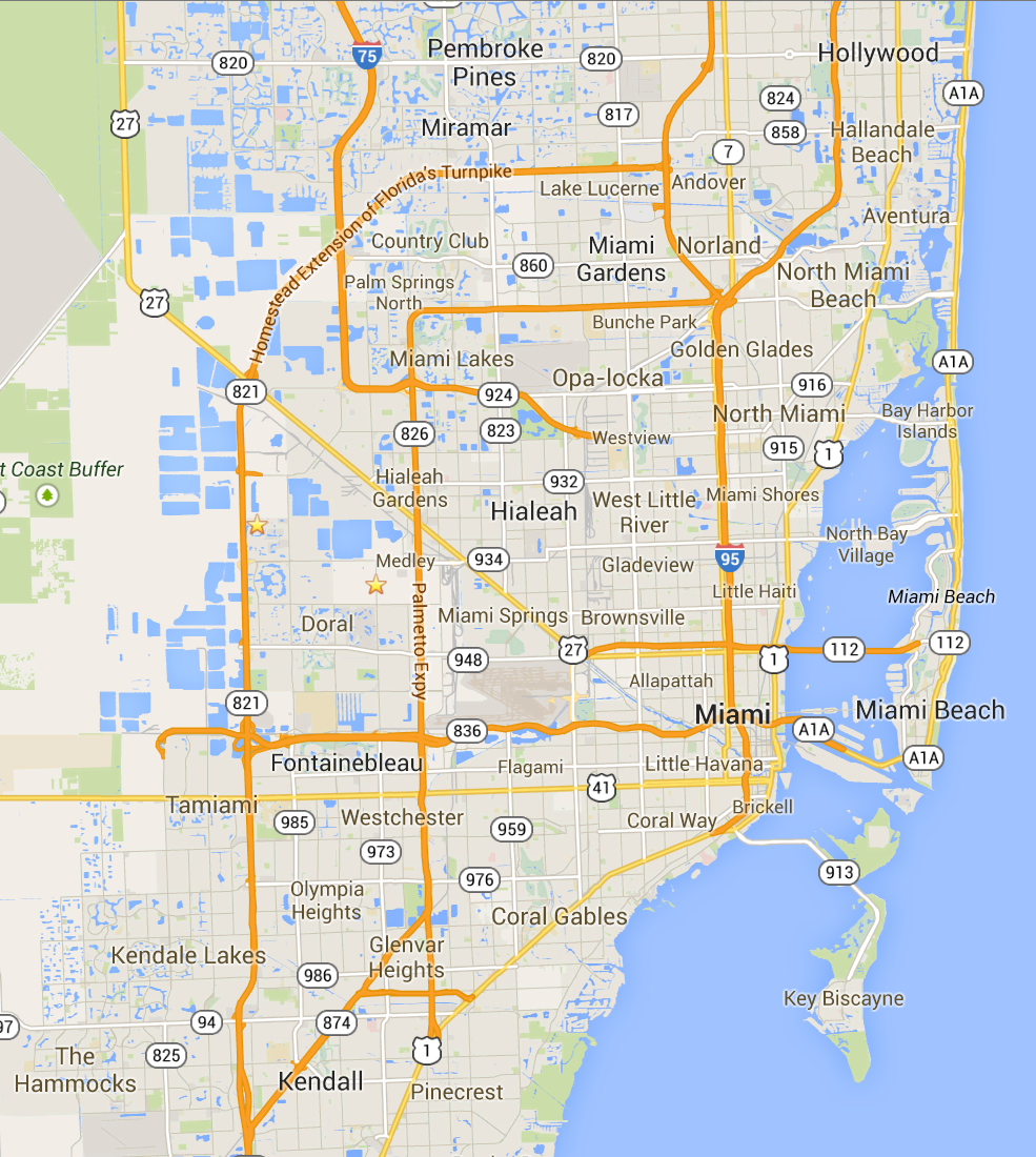 Mapa De Miami TurismoEEUU Plano Condados Calles Sitios Tur sticos