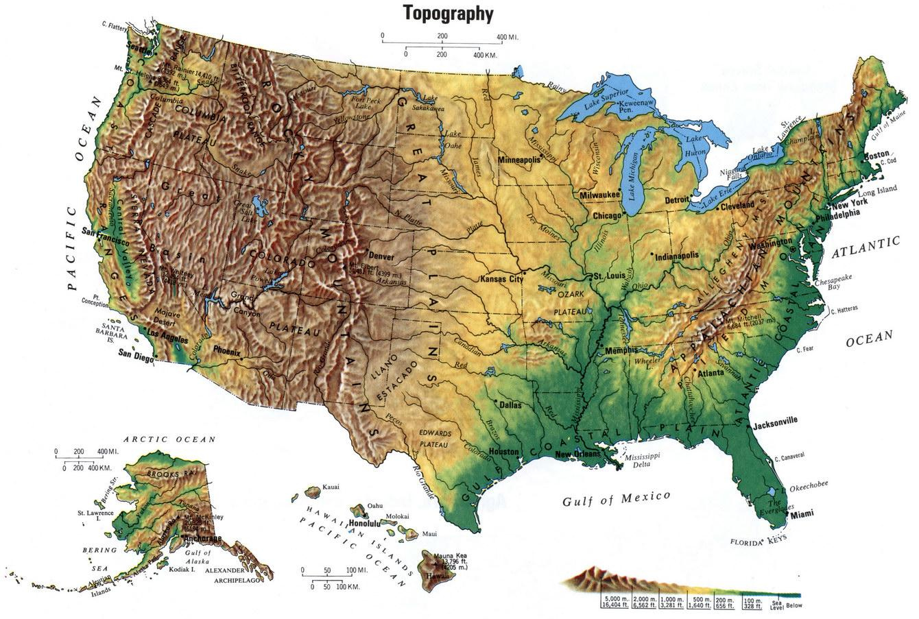 Mapa Topogr fico Dos Estados Unidos Mapa Topogr fico Dos Estados 