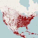 Mapped Population Density With A Dot For Each Town
