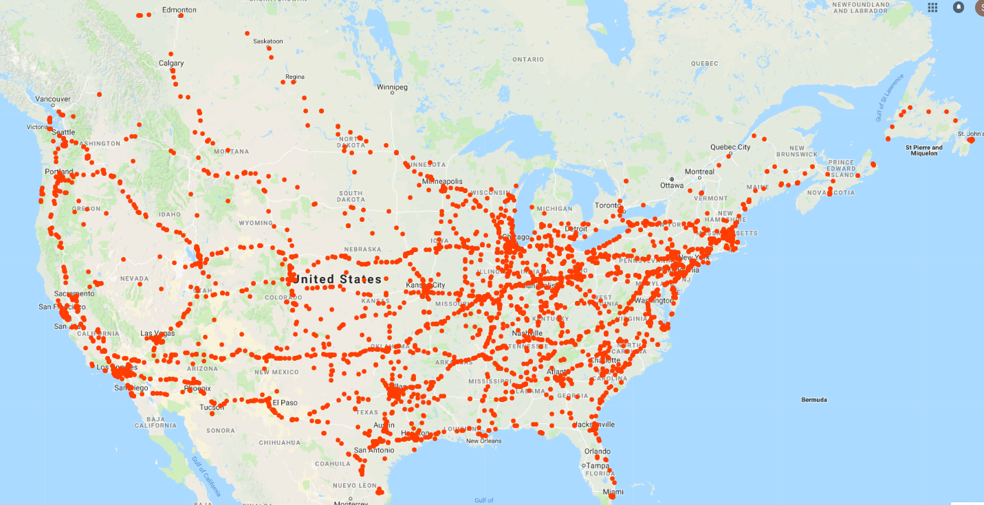 Mapping A Trucker s Travels All Over The US