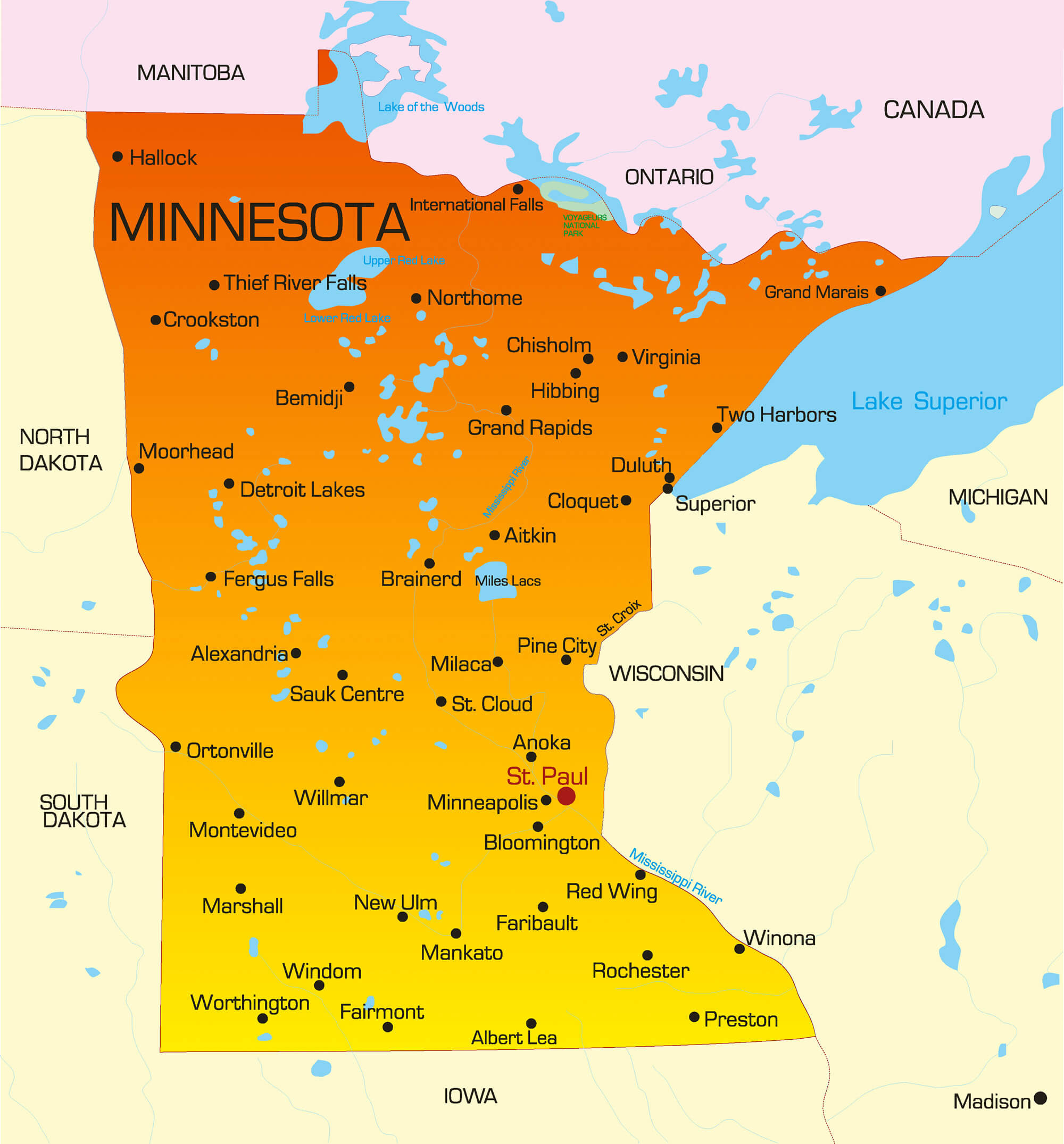 Minnesota Map Guide Of The World