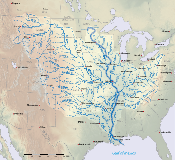 Map Of USA Mississippi River