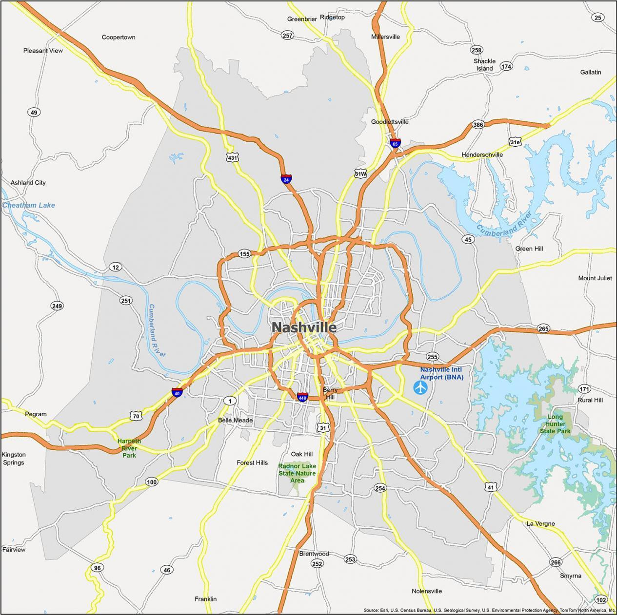 Nashville Map Tennessee GIS Geography