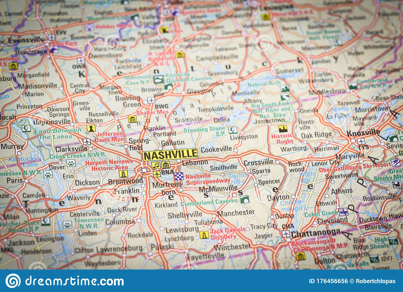 Nashville On Map Stock Photo Image Of Maps Location 176456656