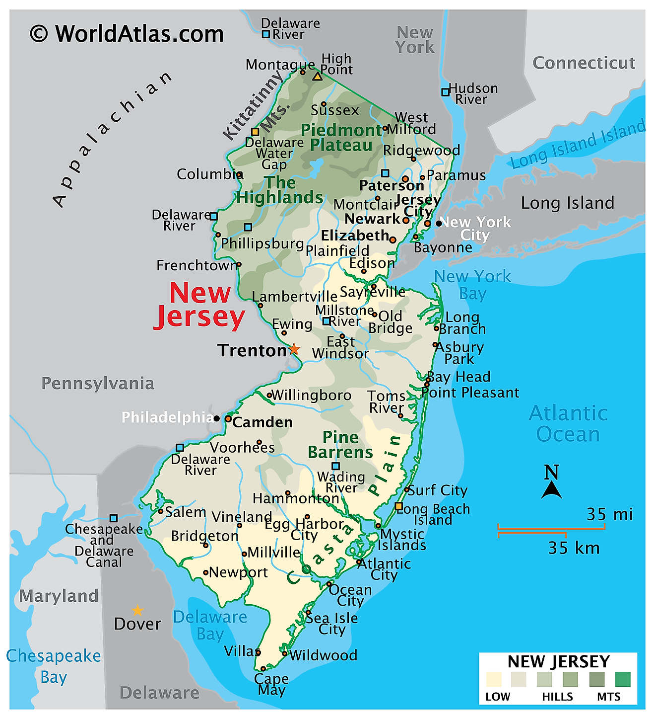 New Jersey Maps Facts World Atlas