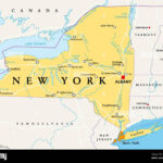 New York State NYS Political Map With Capital Albany Borders