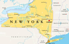 New York State NYS Political Map With Capital Albany Borders