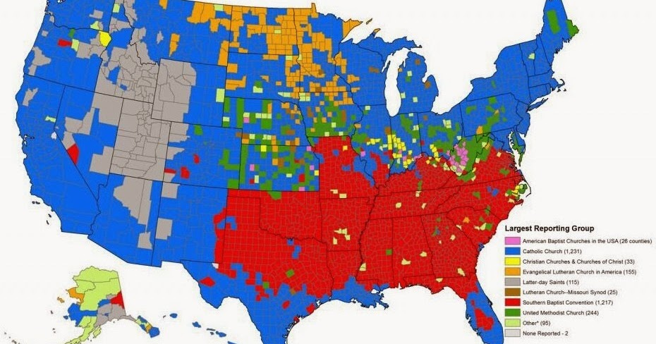 Religion Map Of USA | Printable Map Of USA