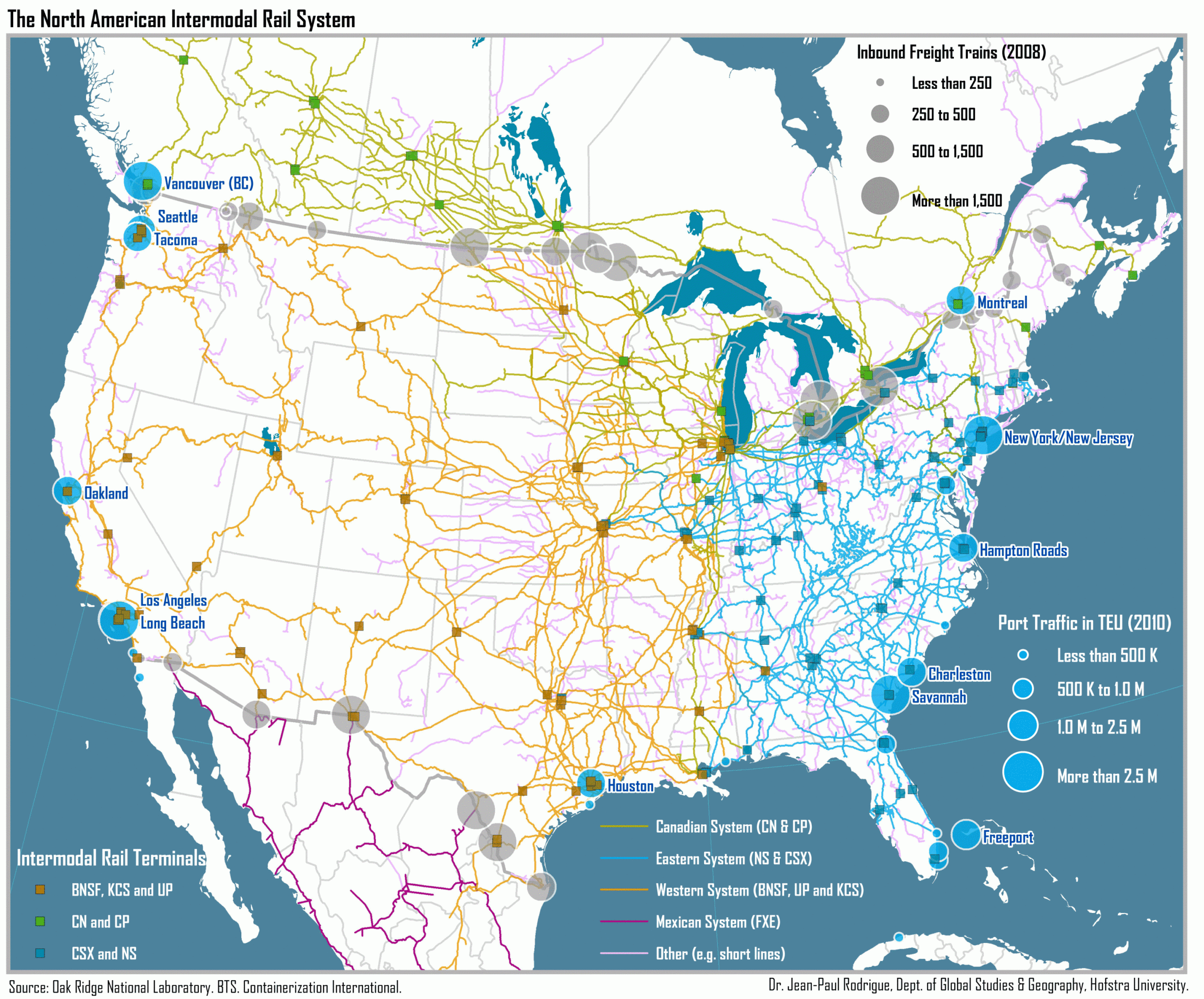 North American Intermodal Rail Map
