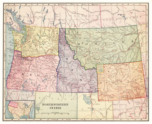 Northwestern States Map 1892 Print 14756024 Puzzle Framed Photos