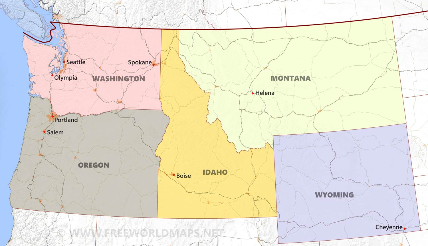 Northwestern US Political Map By Freeworldmaps