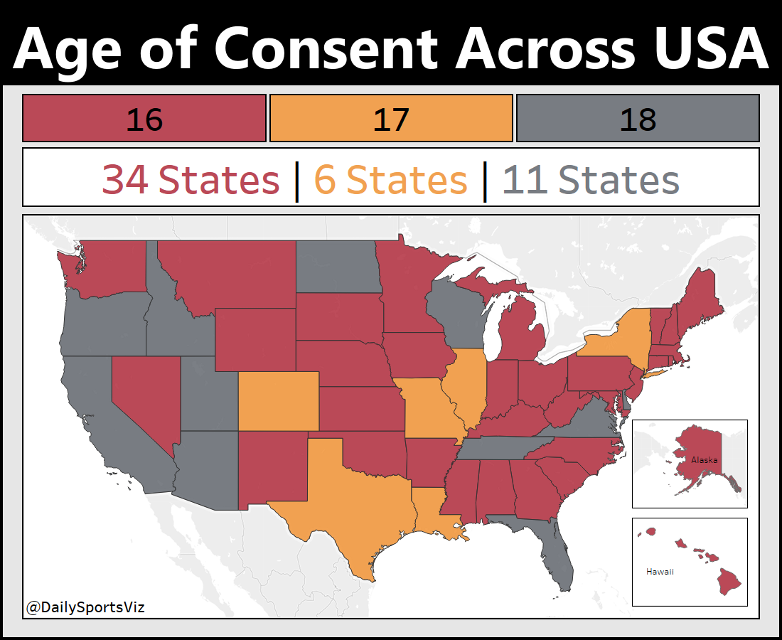  OC Age Of Consent Across USA DC Counted Separately Dataisbeautiful