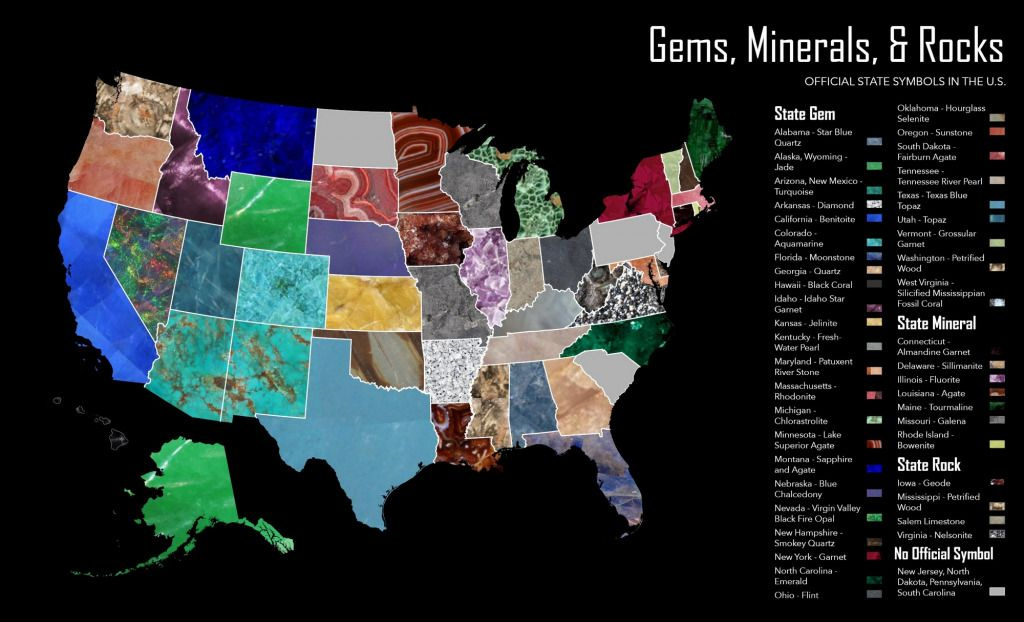 Official Gems Minerals And Rocks Symbols Of Every U S State Mapped 