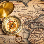 Old Vintage Golden Compass On Ancient Map Stock Photo Colourbox