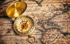 Old Vintage Golden Compass On Ancient Map Stock Photo Colourbox