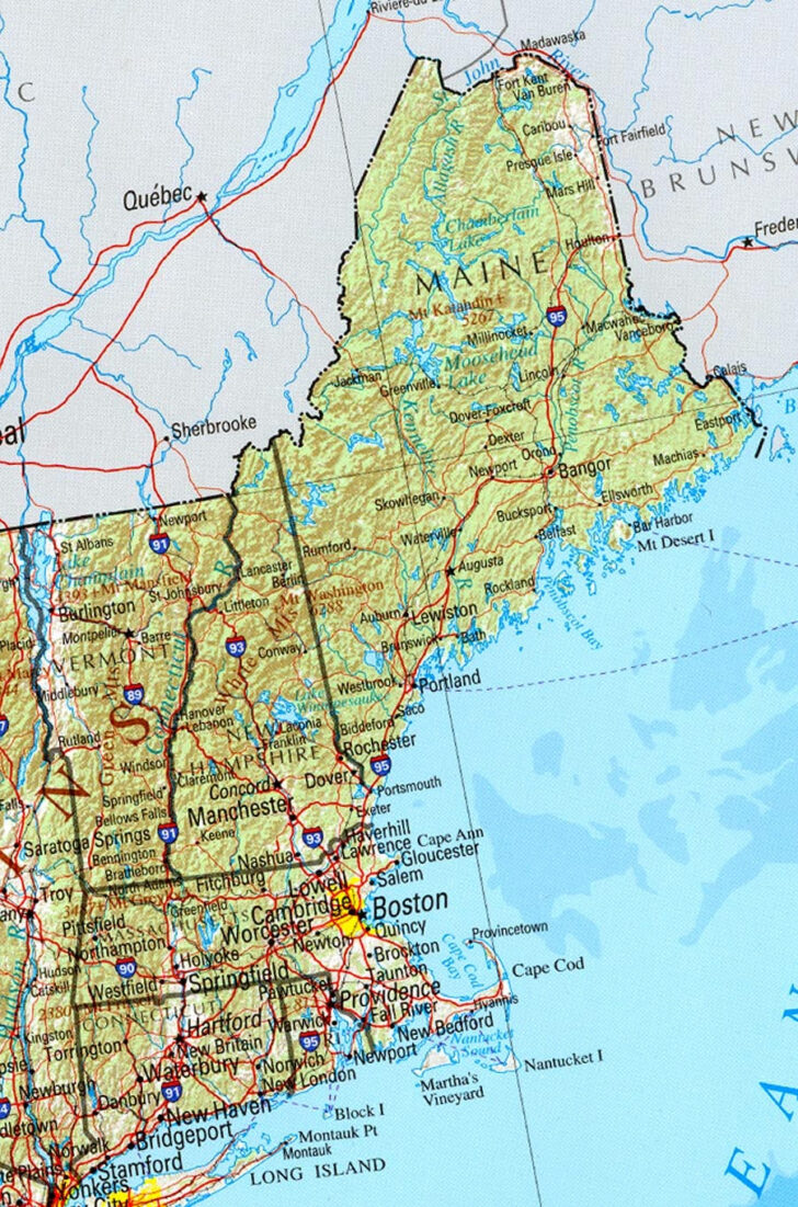 Map Of New England States USA