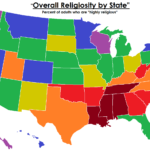 Overall Religiosity By U S State Vivid Maps