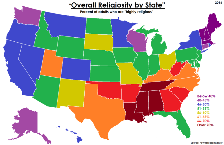 Religion Map Of USA
