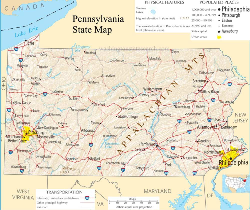  Pennsylvania State Map A Large Detailed Map Of Pennsylvania State USA