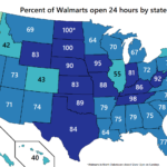Percent Of Walmart Stores Open 24 Hours By US State Vivid Maps