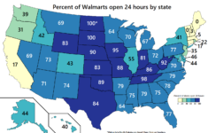 Percent Of Walmart Stores Open 24 Hours By US State Vivid Maps