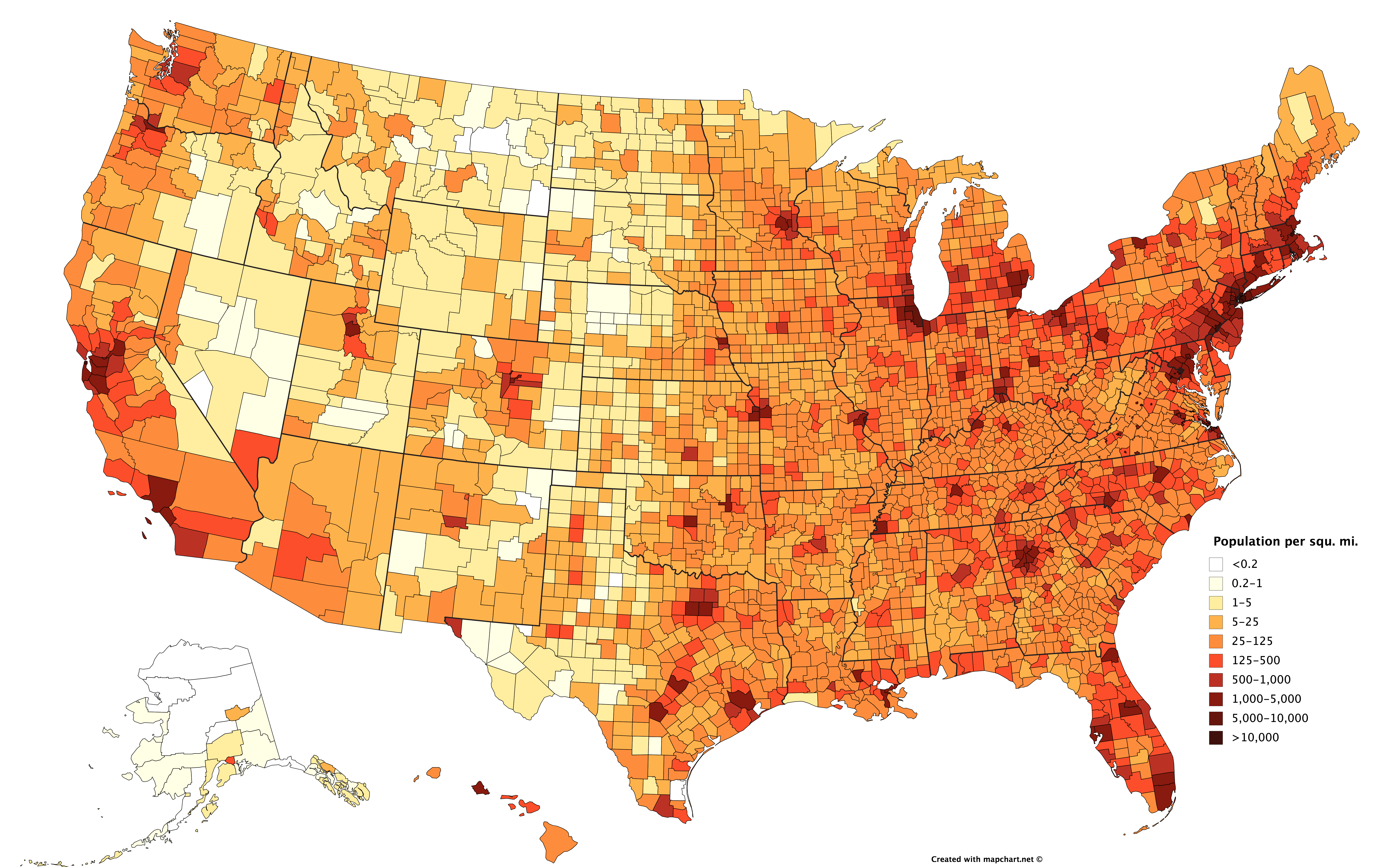 Population Density Of The US By County 3672x2540 MapPorn